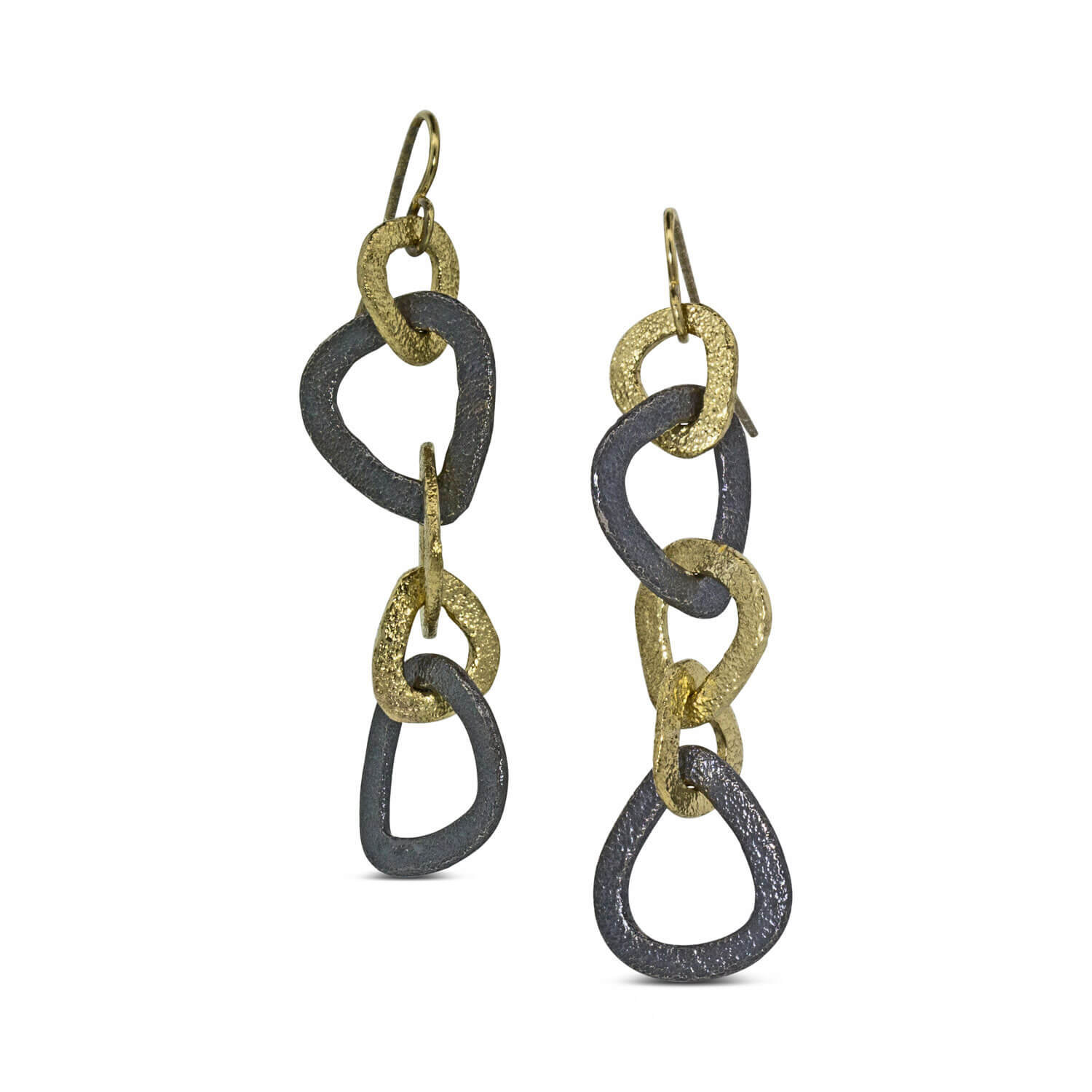 Trillion Link Dangle Earrings by Rona Fisher (Gold & Silver Earrings ...