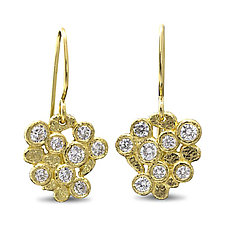 Diamond Cluster Dangle Earrings by Rona Fisher (Gold & Stone Earrings)