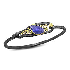 Elongated Pond Bracelet with Tanzanite by Rona Fisher (Gold, Silver & Stone Bracelet)