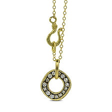 Odin Stone Necklace with Diamonds by Rona Fisher (Gold & Diamond Necklace)