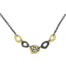 Dew Pond 5 Part Necklace with Diamonds by Rona Fisher (Gold, Silver & Diamond Necklace)