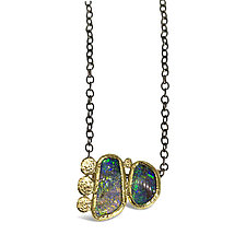 Boulder Opal Duo Necklace by Rona Fisher (Gold, Silver & Stone Necklace)