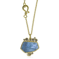Geo-Organic Aquamarine Pendant with Diamonds by Rona Fisher (Gold & Stone Necklace)