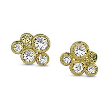 Diamond Cluster Four Stud Earrings by Rona Fisher (Gold & Stone Earrings)
