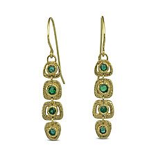 Open Organic Pebble Earrings with Emeralds by Rona Fisher (Gold & Stone Earrings)