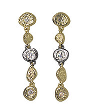 Linked Pebble Diamond Earrings by Rona Fisher (Palladium, Gold & Stone Earrings)
