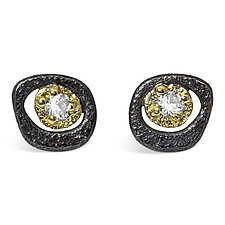 Diamond Pebble Stud Earrings by Rona Fisher (Gold, Silver & Stone Earrings)
