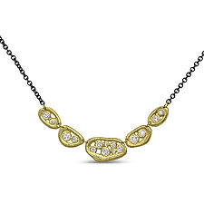 Open Pebbles Diamond Link Necklace by Rona Fisher (Gold, Silver & Diamond Necklace)