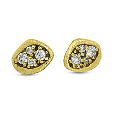 Dew Pond Diamond Stud Earrings by Rona Fisher (Gold & Diamond Earrings)