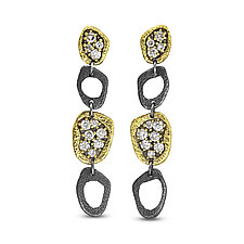 Dew Pond Diamond Dangle Earrings by Rona Fisher (Gold, Silver & Stone Earrings)