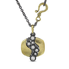Open River Diamond Pendant by Rona Fisher (Gold, Silver & Stone Necklace)