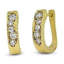 Double Dew Pond Hoop Earrings by Rona Fisher (Gold & Diamond Earrings)