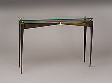 Console Table with Dark Patina by Ken Girardini and Julie Girardini (Metal Console Table)