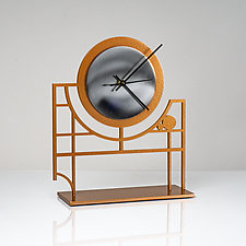 Wright Time Mantle Clock with Two Tone Face by Ken Girardini and Julie Girardini (Metal Clock)