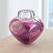 Pink and Purple Camo Bowl by Randi Solin (Art Glass Vessel)