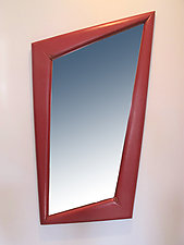 Red Trapezoid Mirror by Peter F. Dellert (Wood Wall Mirror)