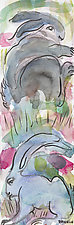 Two Rabbits, Gray and Blue by Shannon Bueker (Watercolor Painting)