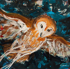 Barn Owl Flight by Shannon Bueker (Acrylic Painting)