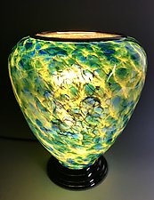 Blue and Green Glass Lamp by Curt Brock (Art Glass Table Lamp)