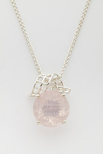 Rose Quartz Mesh Silver Ribbon Pendant by Marie Scarpa (Silver & Stone Necklace)