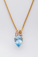 Mesh Gold Ribbon Pendant with Concave Cut Pear Shaped Blue Topaz by Marie Scarpa (Gold & Stone Necklace)