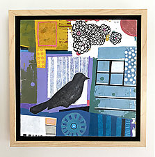 Blackbird and Roses by Lisa Kesler (Mixed-Media Painting)