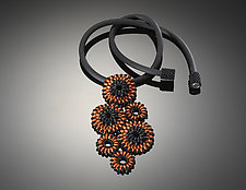 Orange Dahlia Necklace by Carole Grisham (Beaded Necklace)