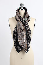 Charcoal, Brown, and Ecru Layla Scarf by Janice Kissinger (Silk & Wool Scarf)