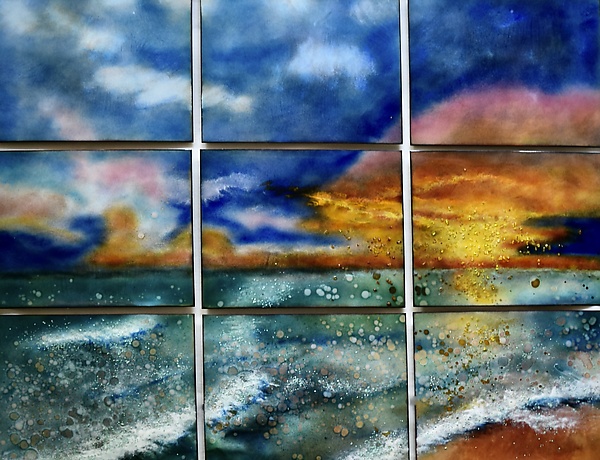 Sunset/Sunrise Over the Sea in Nine Panels