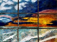 Sunset/Sunrise in Nine 2 by Cynthia Miller (Art Glass Wall Sculpture)