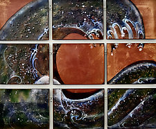 Wave in Nine Panels by Cynthia Miller (Art Glass Wall Sculpture)