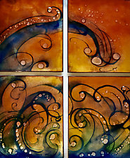 Dancing Waves Quartet by Cynthia Miller (Art Glass Wall Sculpture)