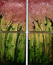 Early Firefly Quartet by Cynthia Miller (Art Glass Wall Sculpture)