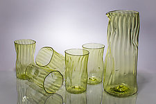 Wabi-Sabi Pitcher and Water Cups by Andrew Iannazzi (Art Glass Drinkware)
