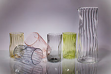 Multicolor Wabi Sabi Pitcher and Water Cups by Andrew Iannazzi (Art Glass Drinkware)