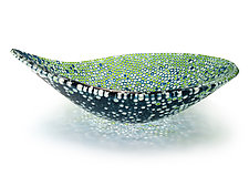 Nido 30 Aquamarine and Spring Green Bowl by Joseph Enszo (Art Glass Bowl)