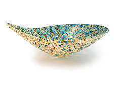 Nido 17 Turquoise and Amber Bowl by Joseph Enszo (Art Glass Bowl)