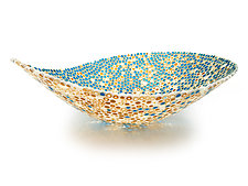Nido 33 Turquoise, French Vanilla, and Amber Bowl by Joseph Enszo (Art Glass Bowl)