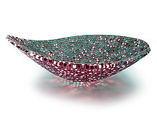 Nido 21 Garnet and Emerald Bowl by Joseph Enszo (Art Glass Bowl)