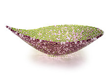 Nido 29 Ruby Pink and Spring Green Bowl by Joseph Enszo (Art Glass Bowl)