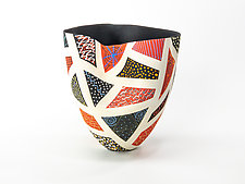 Patchwork in Red and Black by Jean Elton (Ceramic Vase)