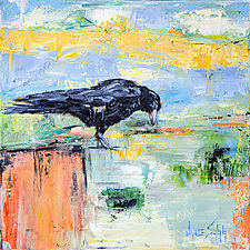 Black Crow Yellow Sky by Janice Sugg (Oil Painting)