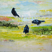 Three Crows/Golden Light by Janice Sugg (Oil Painting)