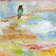Orange Sky with Hummingbird by Janice Sugg (Oil Painting)