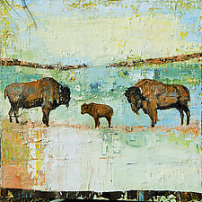River Valley Bison by Janice Sugg (Oil Painting)