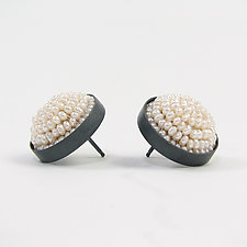 Seed Pearl Dome Studs by Julie Long Gallegos (Silver & Pearl Earrings)