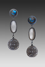 Labradorite, Moonstone, and Spinel Drop Earrings by Julie Long Gallegos (Silver & Stone Earrings)