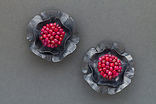 Ruby Tudor Rose Earrings by Julie Long Gallegos (Silver & Stone Earrings)
