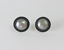 Freshwater Pearl Buttons by Julie Long Gallegos (Silver & Pearl Earrings)