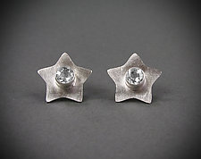 Evening Stars in Silver and White Topaz by Julie Long Gallegos (Silver & Stone Earrings)